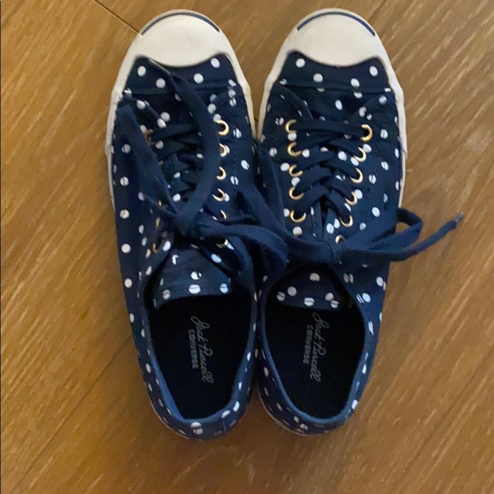 Converse jack purcell blue & white polka dot sz 8